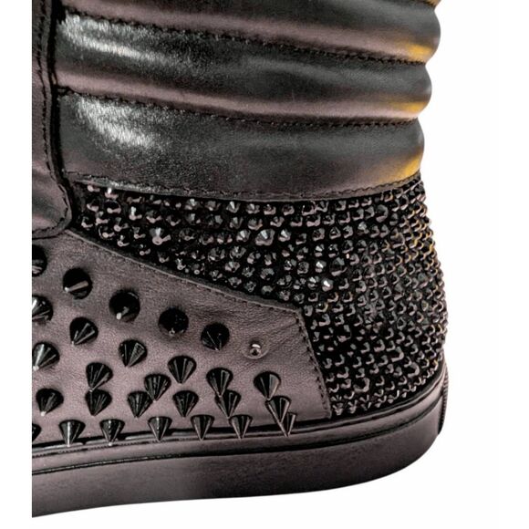 FERRARI MASSARI Studded Black Leather Hi Top Sneaker Size 1oUS/EUR43 main image 13
